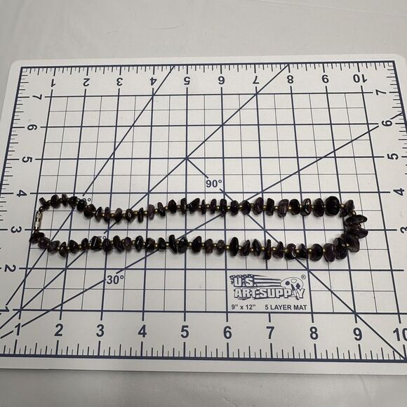 Vintage Amethyst Necklace Polished Gemstone Chip Bead Chunky 18" - Picture 10 of 16